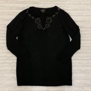 Talbots‎ Merino Wool Jeweled Neck Sweater